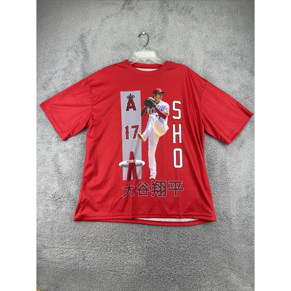 Shohei Ohtani XL Graphic Tee Shirt Los Angeles Angels MLB Red Polyester T-Shirt